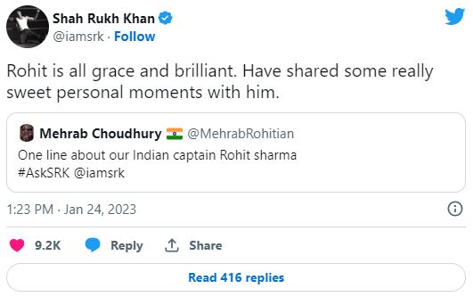 Shahrukh Khan praised Rohit Sharma