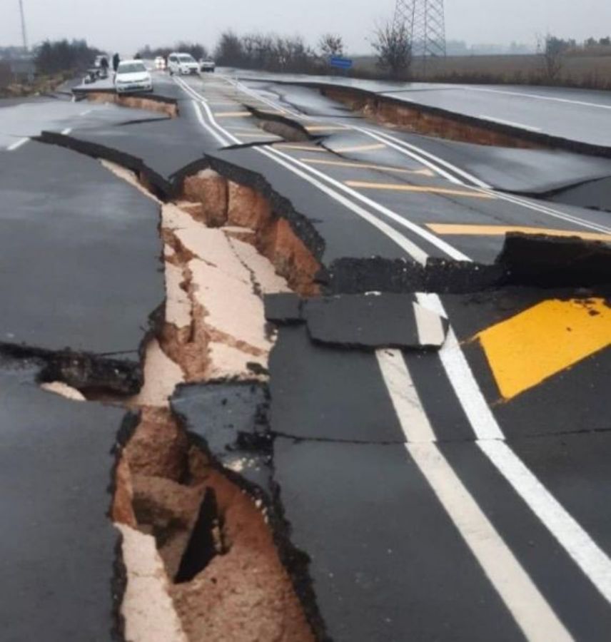 Highway destroyed due to earthquake