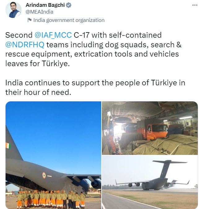 India sends second batch of aid and relief to earthquake hit Turkey