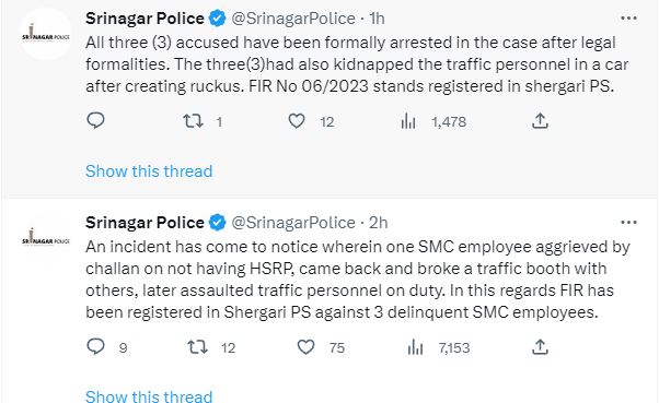 three-smc-employees-arrested-for-demolishing-traffic-booth-in-srinagar