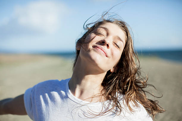 young woman with sunlight