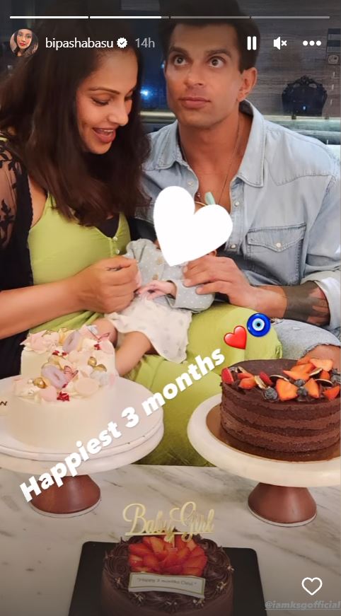 Bipasha Basu and Karan Singh Grover celebrating with daughter