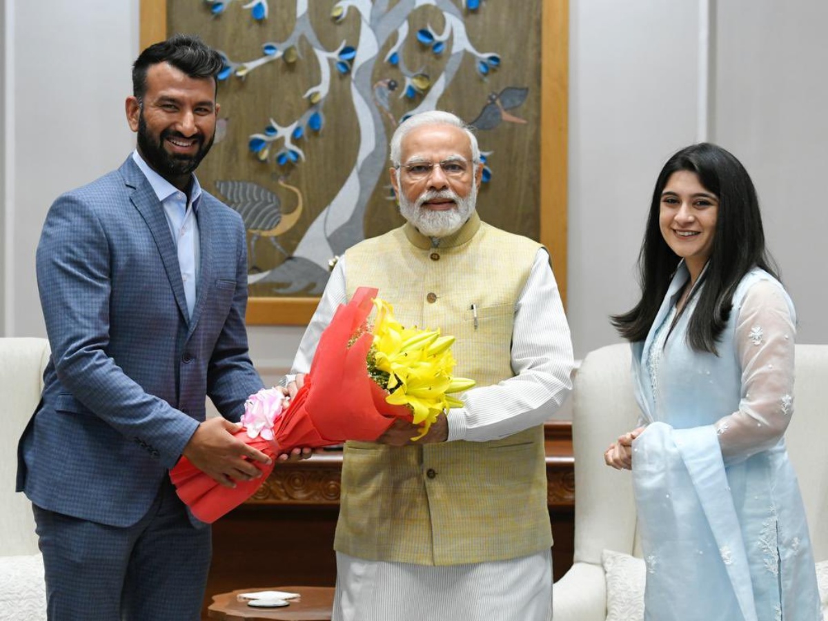 Cheteshwar Pujara wife Puja Meet PM Modi