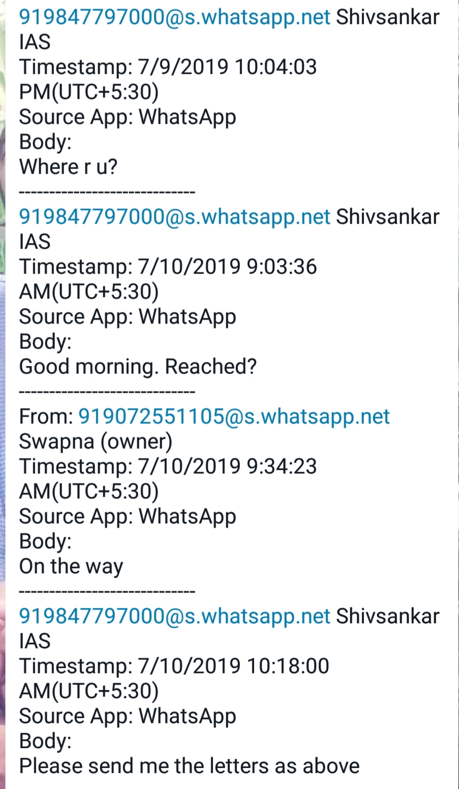 M Sivashankar  M Sivashankar whatsapp chat  M Sivashankar swapna suresh whatsapp chat  life mission project  vadakkanchery life mission project  kerala news  malayalam news  ലൈഫ് മിഷൻ  എം ശിവശങ്കർ  എം ശിവശങ്കറിന്‍റെ വാട്‌സ്‌ ആപ്പ് ചാറ്റുകൾ  കേരള വാർത്തകൾ  സ്വപ്‌ന സുരേഷ്  റെഡ് ക്രസന്‍റ്  മുഖ്യമന്ത്രിയ്‌ക്ക് നൽകേണ്ട കത്തിന്‍റെ മാതൃക  സ്വപ്‌ന സുരേഷിന് ഉപദേശം നൽകി എം ശിവശങ്കർ