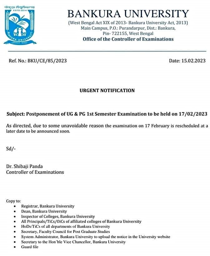 Bankura University Notification