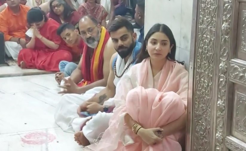 Virat Kohli Visit Mahakaleshwar Temple  Mahakaleshwar Temple  Anushka Sharma Visit Mahakaleshwar Temple  Anushka Sharma  india vs australia  axar patel  kl rahul  കോലിയും അനുഷ്‌കയും മഹാകാലേശ്വര്‍ ക്ഷേത്രത്തില്‍  മഹാകാലേശ്വര്‍ ക്ഷേത്രം  വിരാട് കോലി  അനുഷ്‌ക ശര്‍മ  അക്‌സര്‍ പട്ടേല്‍  കെഎല്‍ രാഹുല്‍  അതിയ ഷെട്ടി  മേഹ പട്ടേല്‍