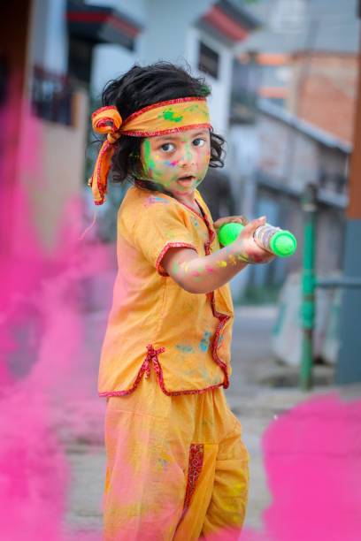 Cute Boy celebrate holi