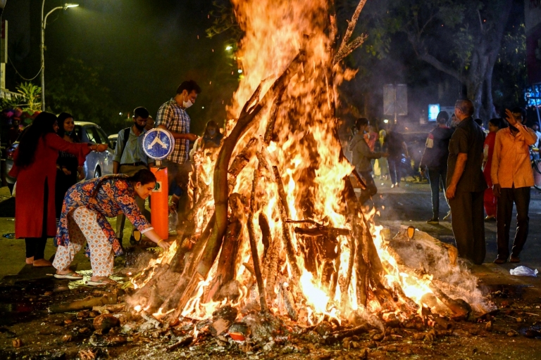 Holika bonfire, which symbolises the triumph of light over darkness