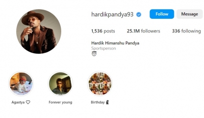 hardik pandya 25 million instagram followers