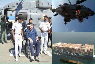 The Indian Navy assisted the French citizen in Bahria Arabia by helicopter as his condition worsened