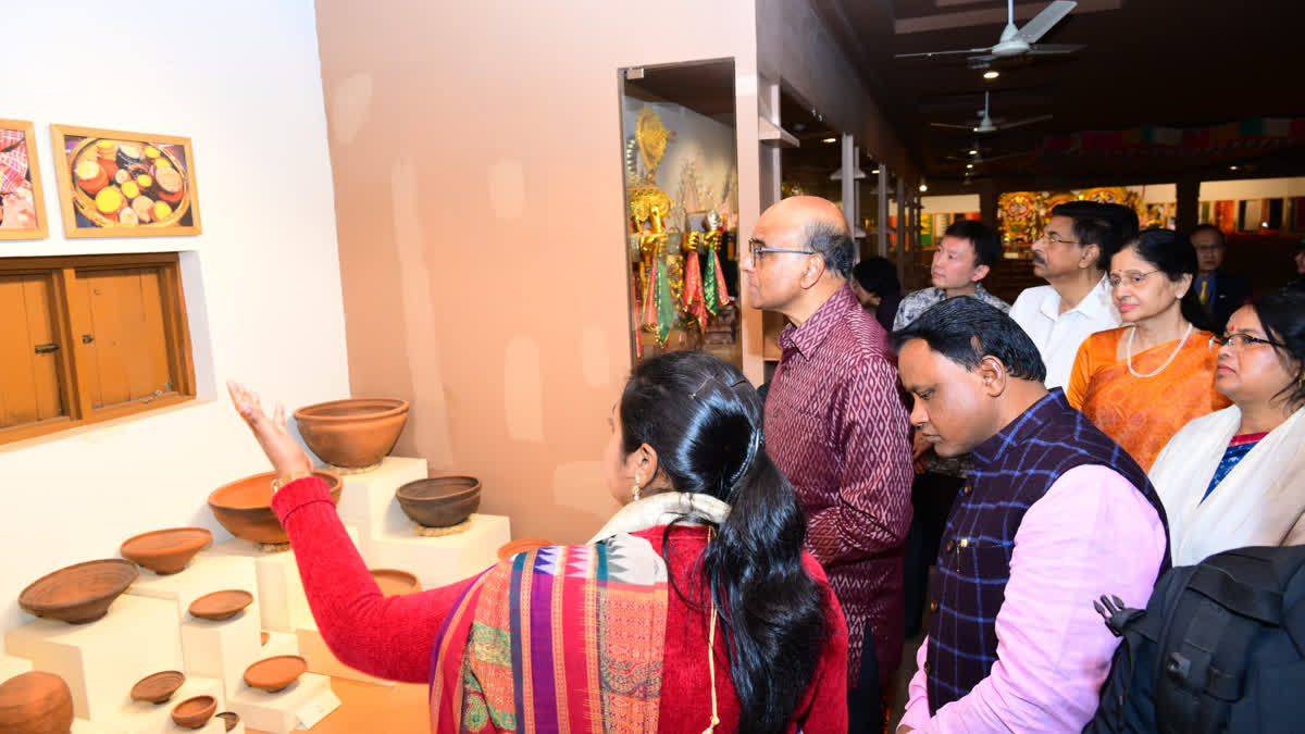 Singapore President Tharman Shanmugaratnam, who is on a two-day visit to Odisha, visited Kalabhoomi in the state capital on Friday