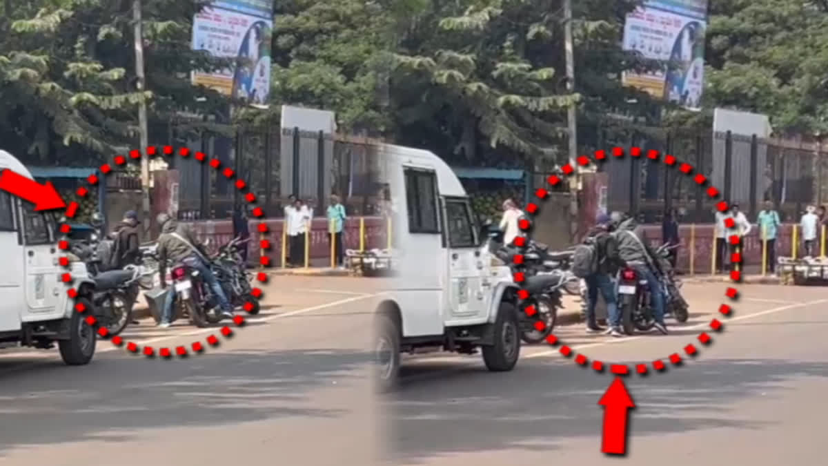 Screengrabs showing the robbers getting away in their two-wheeler in Shivaji Chowk, in Karnataka's Bidar