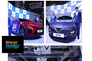 VinFast showcases its VF 7 and VF 6 vehicles at Bharat Mobility Global Expo 2025