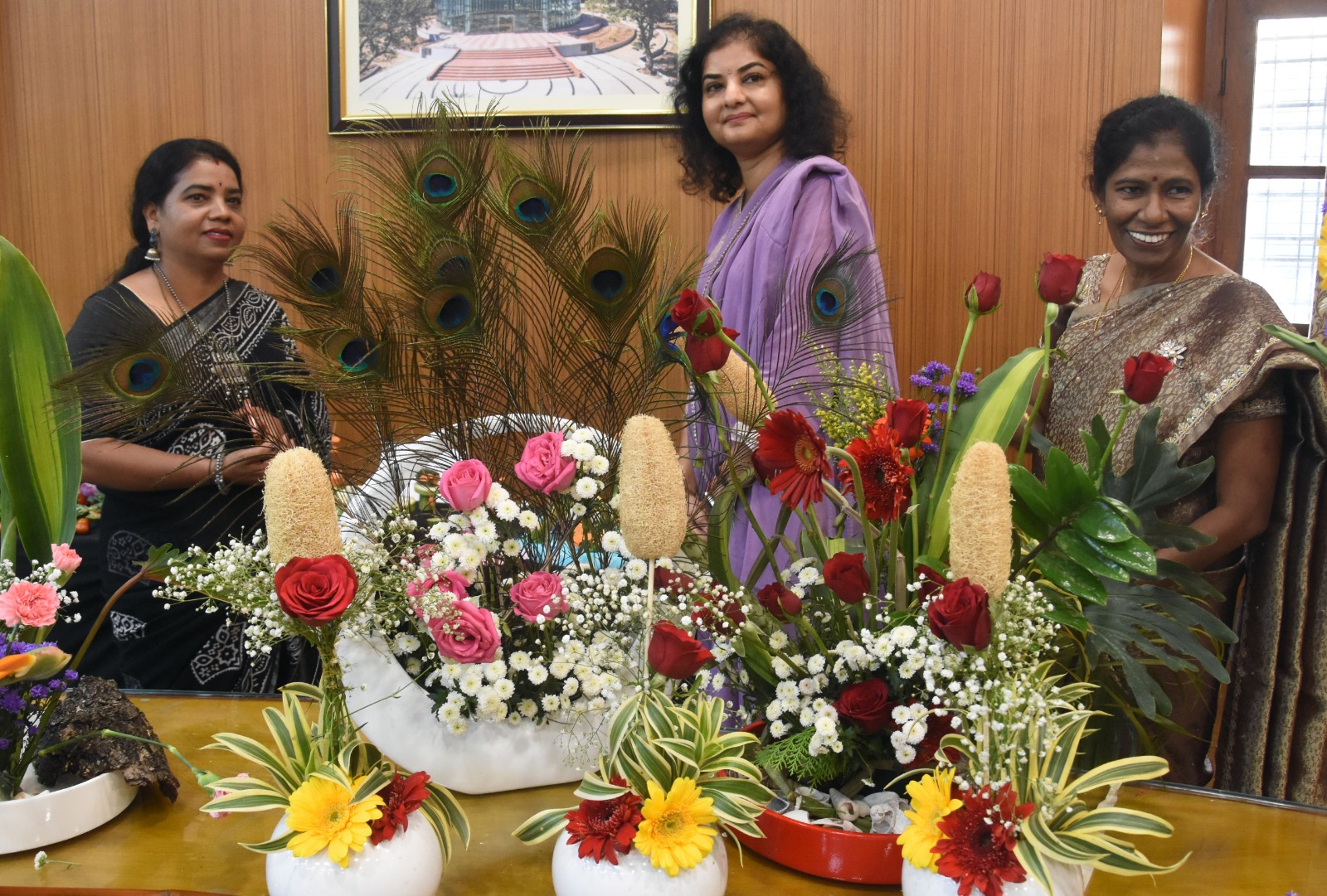 Actress Prema in Lalbagh vegetable, coconut feather carving show