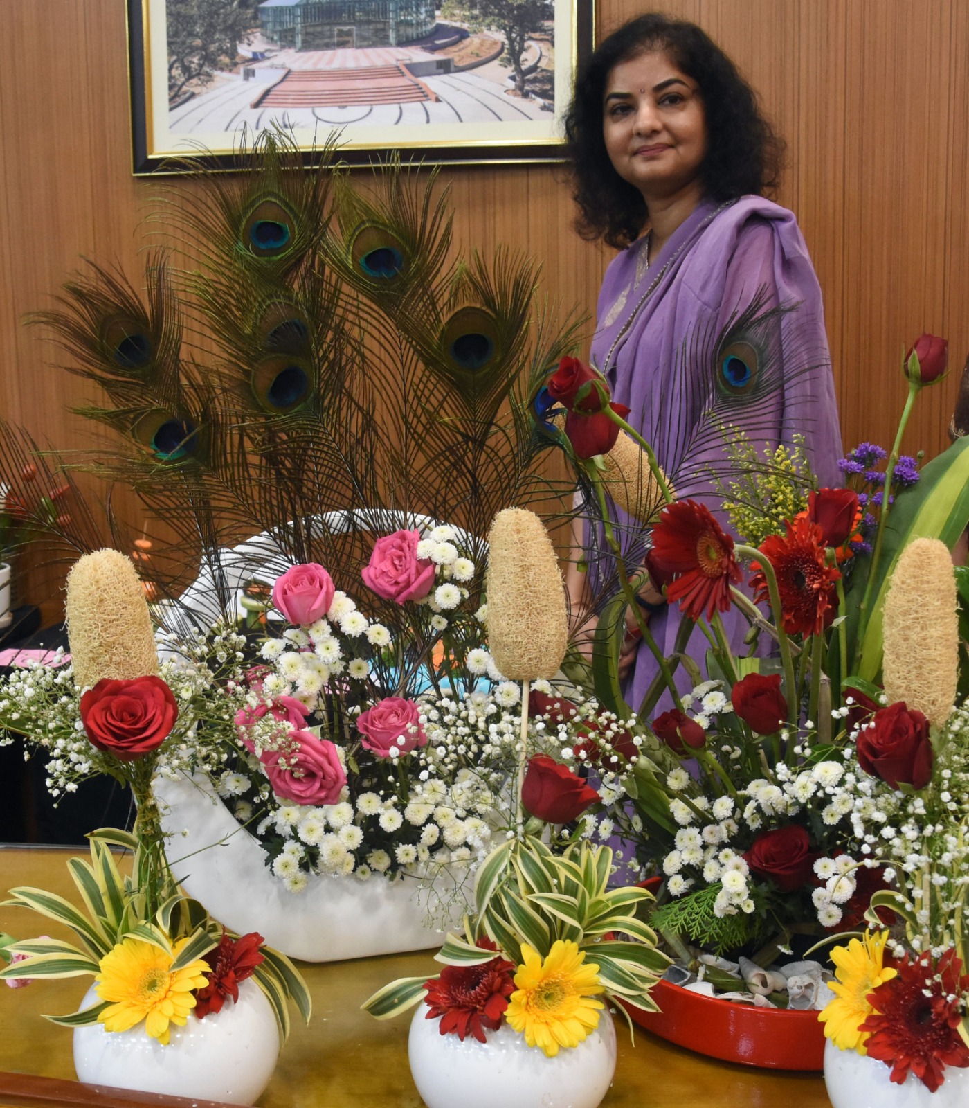 Actress Prema in Lalbagh vegetable, coconut feather carving show