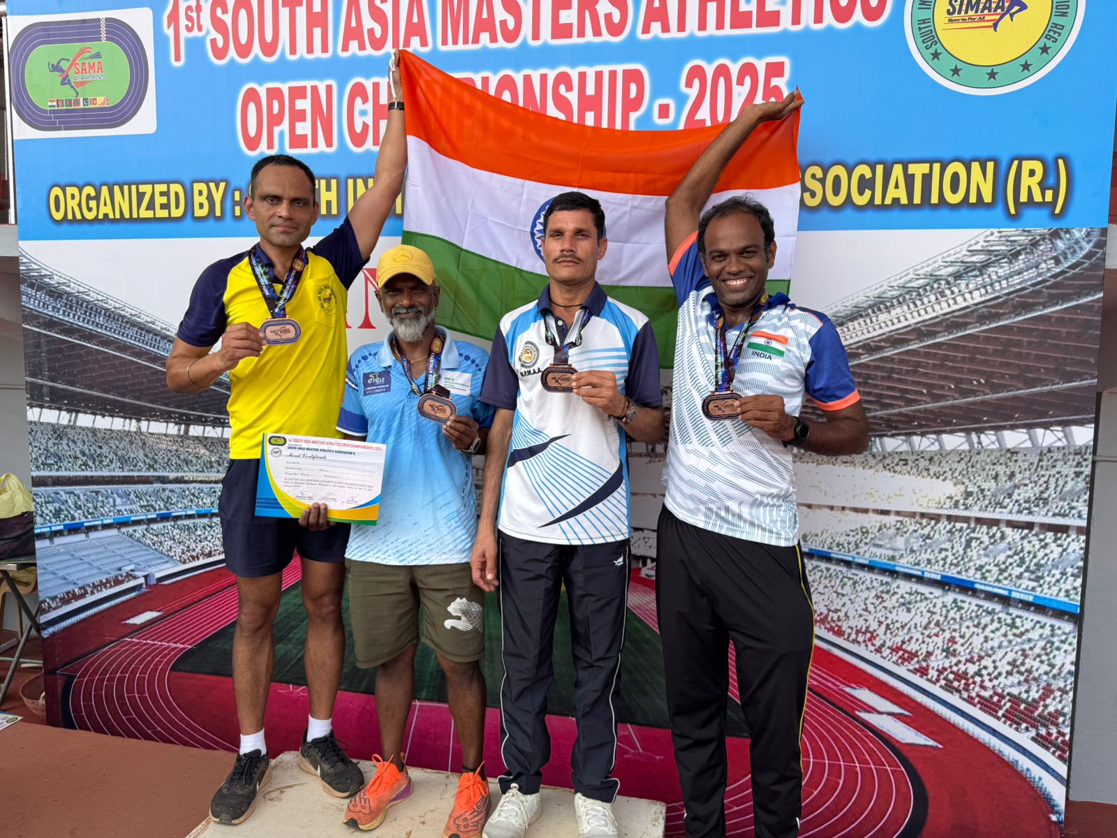 Won silver and bronze in South Asia Masters Athletics Open Championship