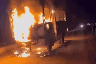 Bus full of wedding guests caught fire in Dausa