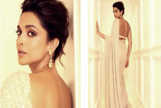 Deepika Padukone is a sight to behold in a Beige Saree