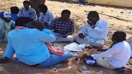 YSRCP leaders distributes liquor and  biryani