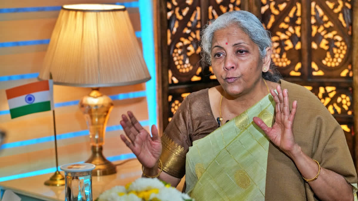 Union Finance Minister Nirmala Sitharaman during an interview with PTI, in New Delhi, Sunday, Feb. 2, 2025.