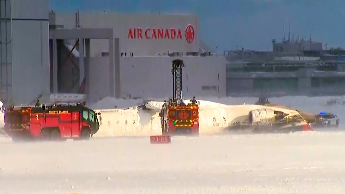 Delta Airlines plane crash lands at Toronto airport 19 injured