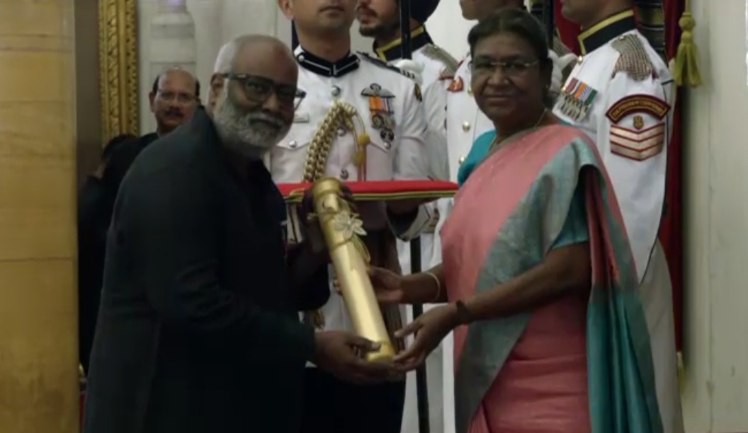 M.M. Keeravaani receiving Padma Shri honour