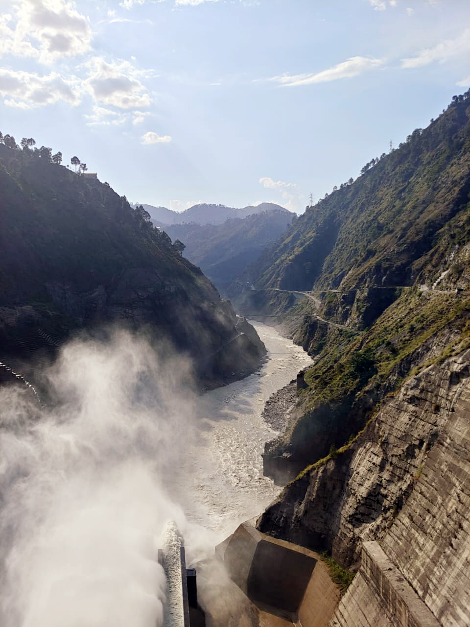 A view of Baglihar Hydroelectric project at the banks of River Chenab Ramban, in Jammu