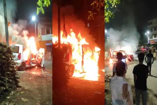 car caught fire in jamshedpur
