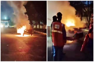 Fire broke out in Car Engine in Indalwai Mandal