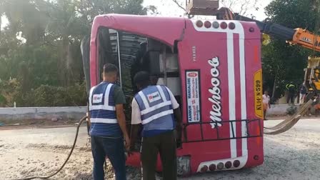 bus accident  driver died  Private bus  chethanraj