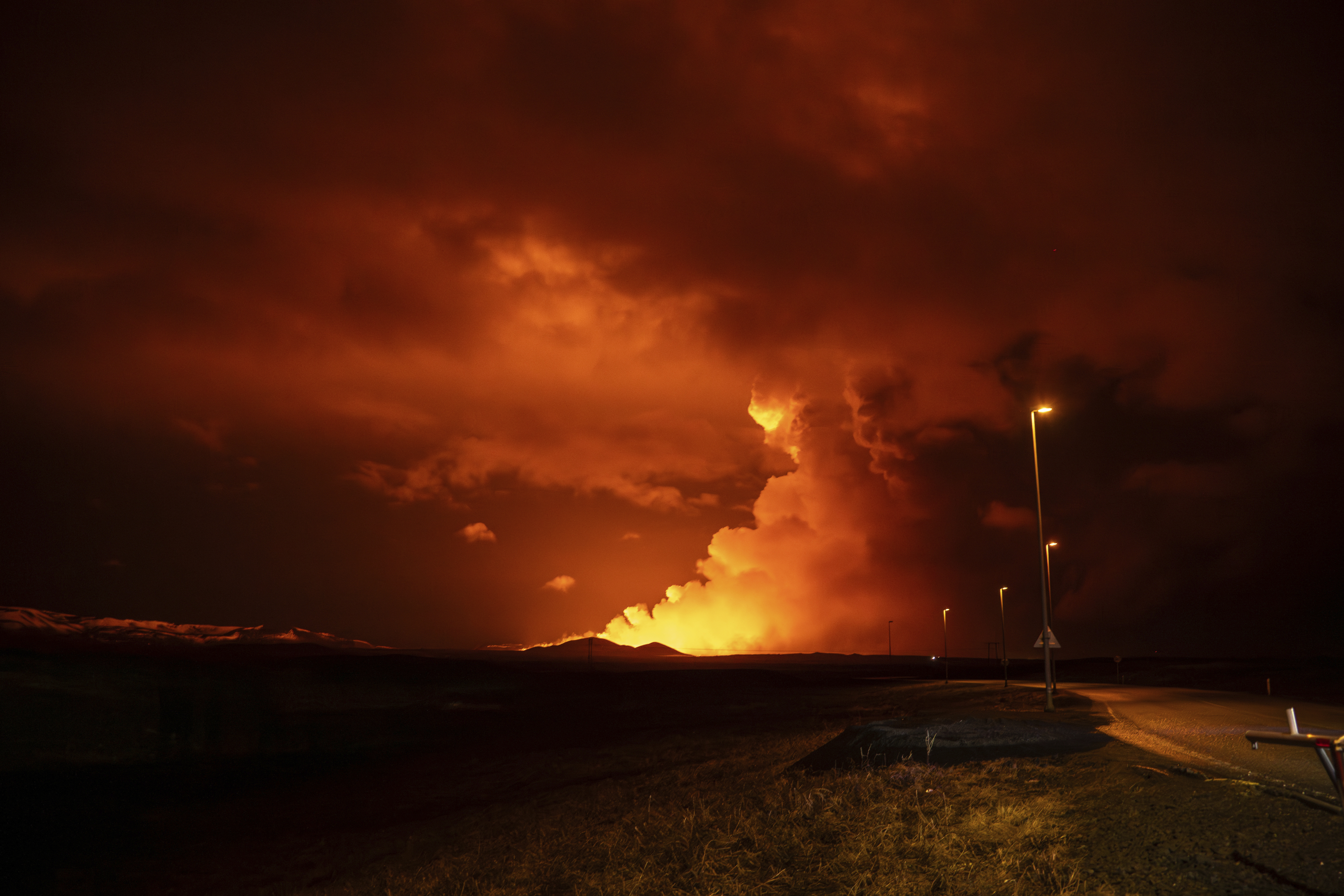 Volcano erupts in Iceland  Iceland  Grindavik  Lava