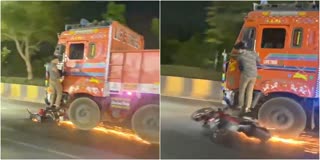Viral Video of Bike Dragged by Truck