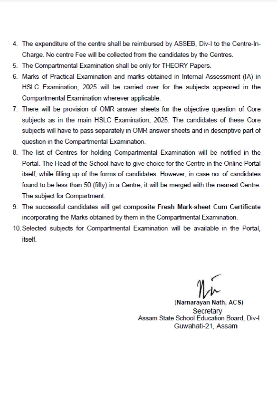 HSLC COMPARTMENTAL EXAMINATION