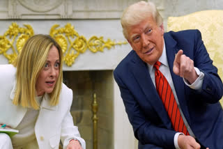 President Donald Trump meets with Italy's Prime Minister Giorgia Meloni in the Oval Office of the White House, Thursday, April 17, 2025, in Washington.