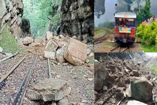 Photos of rock fell on the Ooty to Mettupalayam Hill railway line