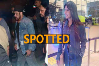 Salman Khan and Jacqueline Fernandez at Mumbai Airport