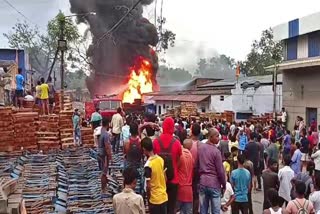 Fire in timber warehouse