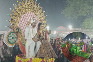 Groom And Bride Entry On Heavy Rain