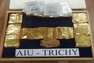 Rs.37 lakhs worth gold plates and chain seized in tiruchirapalli international airpoet