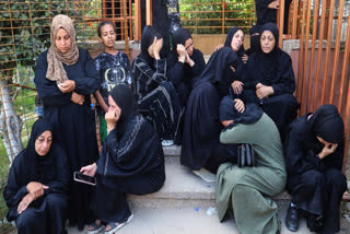 Palestinian women mourn for the relatives killed in an Israeli strike, at Nasser Hospital in Khan Younis, southern Gaza Strip, Tuesday, June 17, 2025.