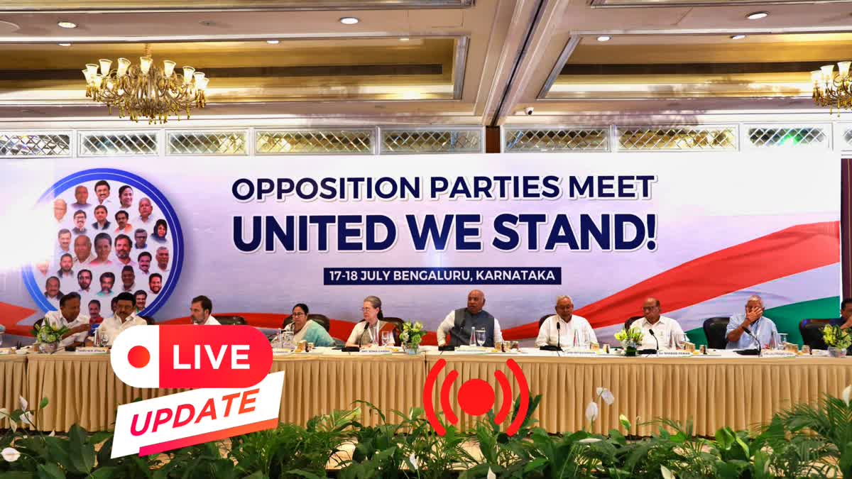 After winding up with a social dinner on Monday night, the top party leaders from 26 Opposition parties will assemble on Tuesday morning to listen to Congress party chief Mallikarjuna Kharge. This article will bring you updates related to the Opposition Meeting and related developments at one place.