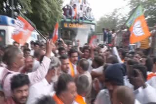 Protest against state govt: Vijayendra along with BJP leaders taken into police custody at Freedom Park