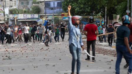 Students clash over quota system at Jahangir Nagar University at Savar outside Dhaka, Bangladesh, Monday, July 15, 2024.