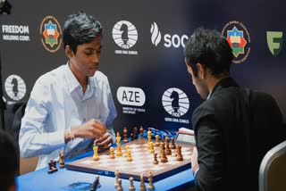 Despite arriving late by 35 seconds after the game started, Indian Grandmaster R Praggnanandhaa defeated compatriot rjun Erigaisi 5-4 via the sudden death tie-break to enter the semifinals of the FIDE World Cup chess tournament here on Thursday.