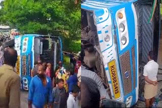 Thrissur bus accident  Bus Accident in Kanimangalam in Thrissur  Bus Accident  Thrissur news updates  latest news in kerala  news live  തൃശൂരില്‍ ബസ് പാടത്തേക്ക് മറിഞ്ഞു  കണിമംഗലത്ത് സ്വകാര്യ ബസ് പാടത്തേക്ക് മറിഞ്ഞു  Bus Accident updates  road Accident news