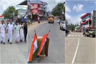 idukki congrass harthal started  Partial hartal called by Congress in Idukki  idukki congress harthal updates  idukki news  ldf  kerala government  congress  kattappana  ksrtc service  Partial hartal called by Congress  ഇടുക്കി  ജില്ലയിൽ കോൺഗ്രസ് ആഹ്വാനം ചെയ്‌ത ഹർത്താൽ  പ്രവർത്തകർ വാഹനങ്ങൾ തടയുകയും  കട്ടപ്പനയിലും പൂപ്പാറയിലും നേരിയ സംഘർഷം  ഹൈറെഞ്ചിലെ പ്രധാന പട്ടണങ്ങളിൽ കട കമ്പോളങ്ങൾ അടഞ്ഞു  സ്വകാര്യ വാഹനങ്ങൾ നിരത്തിലിറങ്ങി  കെഎസ്ആർടിസി സർവീസ് നടത്തി  ട്ടപ്പനയിൽ ഹർത്താൽ അനുകൂലികൾ  മൂന്നാർ മേഖലയിൽ ഹർത്താൽ പൂർണമായിരുന്നു  ബ്ലോക്ക് കോൺഗ്രസ് കമ്മറ്റി പ്രസിഡന്‍റ്  ഇടുക്കിയിൽ കോൺഗ്രസ് ആഹ്വാനം ചെയ്‌ത ഹർത്താൽ ഭാഗികം