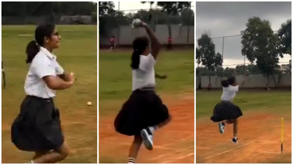 school girl copy Bumrah bowling action