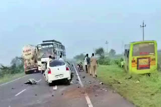 In a tragic incident, four members of a family lost their lives in a road accident near Konnoor village in Naragunda taluk, Gadag district, on Friday morning.