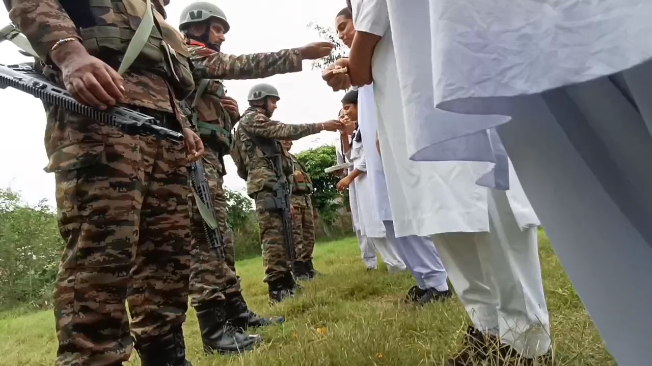 Sisters tie Rakhi's to Army Soldiers guarding border In Jammu Kashmir