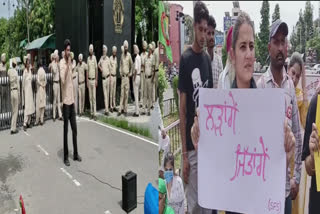 Students protest outside Guru Nanak Dev University in Amritsar